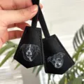 Hand-painted dog leather bag charm, custom pet portrait keychain and stylish luggage tag. - 1PCS / Black