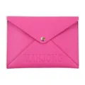 Pink PU leather mahjong storage pouch, stylish envelope design with gold snap button. - Rose Red