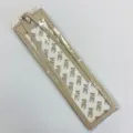 Beige PU leather bookmark sleeve protector with adhesive backing and metal hanging loop. - Beige