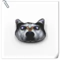 Original 3D cute cartoon husky dog head plush brooch animal badge apparel accessory - Husky with Butterfly (Black)