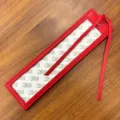 Red PU leather cross stitch bookmark set with adhesive backing, stylish DIY embroidery holder. - Red