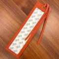 Orange PU leather bookmark sleeve with clear window self adhesive DIY leather craft tool set for sale - Orange