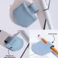 PU leather magnetic bookmark pencil holder, cute dual-use page clip and pen loop for books. - Light Blue