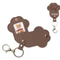 Pet memorial photo holder keychain PU leather cat paw design detail view showcase - Brown