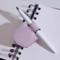 PU leather magnetic bookmark pen clip, multi-functional pen holder for notebook student gift. - Purple