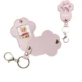 Cute pink cat paw PU leather photo holder keychain, pet memorial souvenir keyring 2pack - Pink
