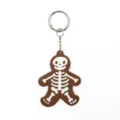 Halloween schedel peperkoek sleutelhanger PU leer leuke tassenhanger metaal ring - Bruin