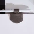 Dark Grey PU Leather Magnetic Bookmark Pen Clip Holder for Notebooks and Office Stationery - Gray