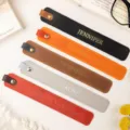 Customized PU leather bookmarks set with metal snap button, vintage reading page markers for book. - Light Gray