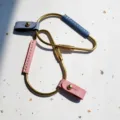 PU leather brass carabiner keychain retro metal key ring holder minimalist cute key pendant - Pink