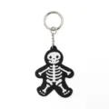 Halloween schedel sleutelhanger zwarte PU leer tas hanger schattige cartoon skelet ring - Zwart
