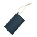 Estuche portatil de cuero PU para panuelos con cuerda colgante, estilo minimalista. - Azul lago