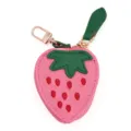 Portamonete carino in pelle PU a forma di fragola con portachiavi, mini ciondolo borsa frutta dolce. - Rosa