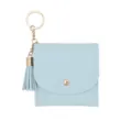 Hellblaue Mini-Brieftasche Geldbörse mit goldenem Schlüsselanhänger Quasten-Kartenetui - Blau