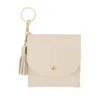 Beige Mini Geldbörse mit Quaste und Schlüsselanhänger, kleine PU Leder Kartenetui Tasche. - Beige