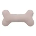 Plush dog toy bone shape, light beige herringbone fabric, durable chew toy for pets. - White
