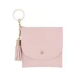 Piccolo portamonete rosa corto con nappa e portachiavi, grazioso porta carte per uso quotidiano. - Rosa