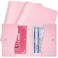 Pink PU leather mahjong card storage bag with magnetic closure and rule cards inside. - Pink