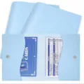 Light blue PU leather mahjong card storage bag rule card holder with magnetic snap. - Blue