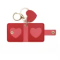 Red leather mini photo album keychain, cute heart design couple picture storage pendant. - Red