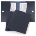 PU leather mahjong card holder protective case with magnetic snap closure main view display. - Dark Blue