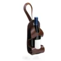 Brown PU leather wine bottle bag, outdoor portable hanging wine carrier and storage cover. - Dark Brown