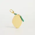 Lemon shaped coin purse cute fruit PU leather keychain zipper wallet mini bag charm close-up detail - Lemon / Lemon