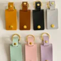 Multi-color PU leather keychain blank set with gold hardware, ideal for custom photo gifts. - Yellow
