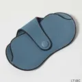 Portable PU leather glasses case detail, blue portable sunglasses storage pouch design. - Haze Blue