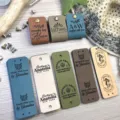 DIY custom leather labels for handmade sweaters, hats, and garments with personalized laser logo. - 2.5*7.6cm / Blue