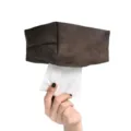 Scatola fazzoletti auto marrone scuro magnetica tessuto parasole custodia astuccio porta kleenex - Marrone