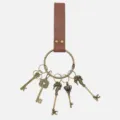 Mittelalter PU Leder Schlüsselanhänger Vintage Bronze Schlüssel Halter Halloween Requisite - Stil A (Ohne Schlüssel) / Braun