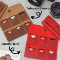 PU leer geheugenkaart etui portemonnee organisator voor SD kaarten, vintage stijl - Rood
