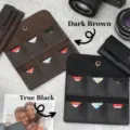 Vintage PU leer 6-slots SD geheugenkaart houder etui, draagbare retro zakorganizer. - Zwart