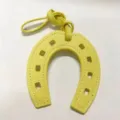 Yellow PU leather horseshoe bag charm stylish cute purse pendant for women handbag accessory - Yellow