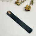 Marque-page en cuir PU bleu foncé avec lanière marron et bouton-pression pour la lecture. - Noir et Brun Clair