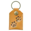 PU leather pet fur storage keychain square cat dog hair souvenir memorial pendant bag charm. - Yellow