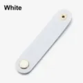 White PU leather cable organizer strap portable earphone winder cord management loop for daily use - White