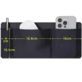 Portable laptop adhesive storage bag detail view, elastic mouse pocket and pen holder accessory. - Black