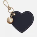 Herzförmiges Leder Schlüsselanhänger Mit Goldener Metall Hardware Dunkelblau Tasche Charme - 62*68mm / Schwarz