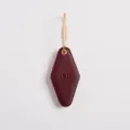 Burgundy PU leather hotel keychain with gold metal ring and debossed design for everyday use. - Wine Red Stitched Style (No Logo) / Burgundy