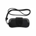 Hanging PU Leather Sunglasses Storage Bag Portable Neck Strap Eyewear Case Black Grey Holder - Black