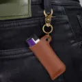 Tragbare Retro Leder Feuerzeug Schutzhülle mit Gürtelclip einfarbig Zubehör Tasche - Braun