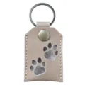 PU Leather Pet Fur Storage Keychain, Cute Paw Print Commemorative Pendant, Khaki Variant - Apricot