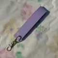 Purple PU leather wristlet key lanyard variant, durable metal clasp, stylish car keychain. - Purple
