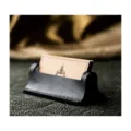 Schwarzer PU Leder Visitenkartenhalter Tisch Display Ständer für Büro Detail Ansicht - Schwarz
