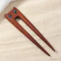 Forcina per capelli gatto in legno carina accessorio Hanfu tradizionale acconciatura elegante. - Testa Quadra Gatto Orecchie Doppie - Sandalo Rosso
