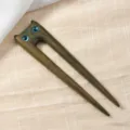 Forcina per capelli in legno con design di gatto carino e occhi blu, ideale per chignon e hanfu. - Testa Quadra Gatto Orecchie Doppie - Sandalo Verde