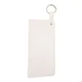 White leather texture eyeglasses storage case portable minimalist sunglasses pouch bag - Lychee Pattern Leather Style / Spring Ring Version / White