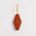 PU leather keychain with brass hardware and diamond shape tag for car keys and custom logo use. - Dark Brown Stitched Style (No Logo) / Dark Brown